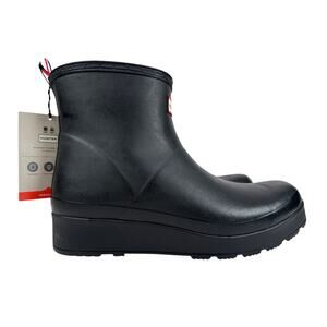 Hunter Play Short Rain Boots Womens 11 Black WP Rubber Insulated Sherpa Lined